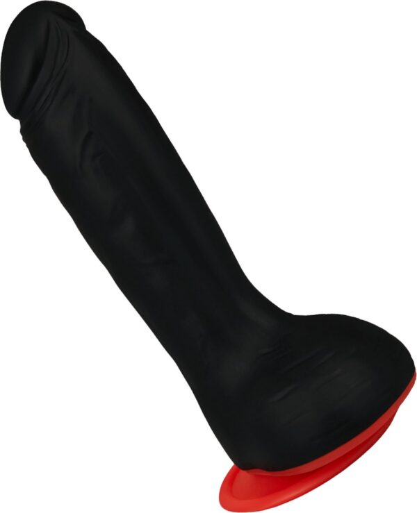 EIS, Deluxe siliconen dildo Black/RED Mamba, krachtige zuignap, authentieke look, schacht 14 cm