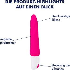 EIS, klassieke vibrator, vibrator met spiraalstructuur, 22,5 cm, waterdicht, huidvriendelijke siliconen