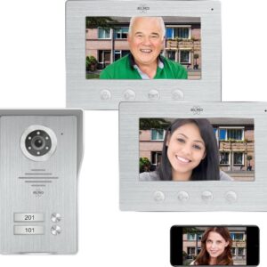 ELRO DV477IP2 Wifi IP Video Deur Intercom - 2 Appartementen - met 2x 7 inch kleurenscherm - Color Night Vision - Bekijken en communiceren via App