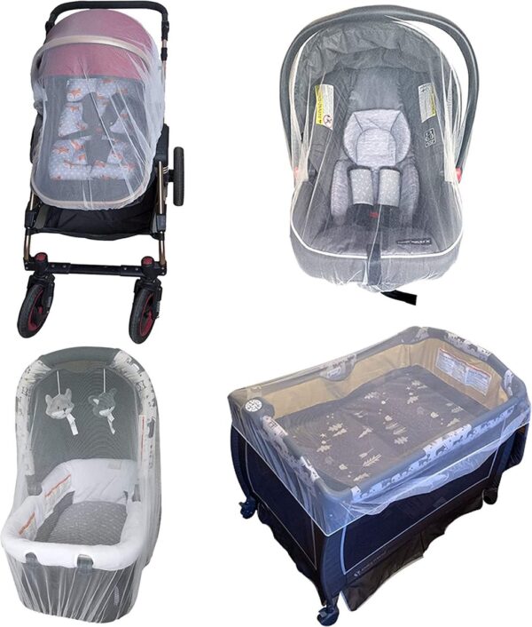 Enovoe® Muggennet kinderwagen - Stevig & Ideaal voor wieg, Pack N Plays & Draagbaar Minibedje (Wit)