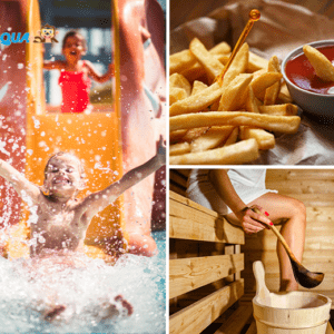 Entree subtropisch zwembad Tropiqua + sauna + friet en saus