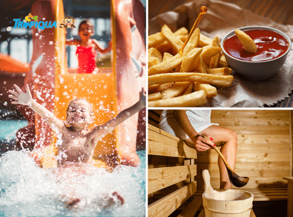 Entree subtropisch zwembad Tropiqua + sauna + friet en saus
