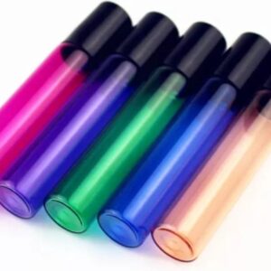 Essentiële olie roller - 10 ml - Vrolijk gekleurd - Rollerflesjes - Parfum rol-on fles - Glas - 5 stuks - Rvs bal.