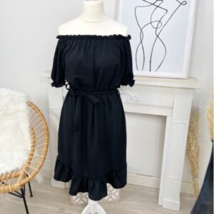 Exclusieve speelse jurk - zwart - one size (38-44)