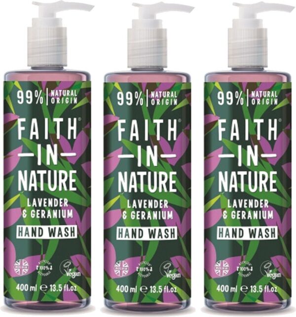 FAITH IN NATURE - Hand Wash Lavender & Geranium - 3 Pak