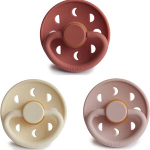 FRIGG Fopspeen Moon Bundel 3 Stuks | T2 6-18 Maanden | Blush, Cream, Powder Blush | Natuurrubber