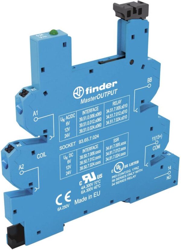 Finder 93.65.7.024 Relaissocket Met houderbeugel, Met LED, Met EMC-ontstoringsschakeling Geschikt voor serie: Finder se