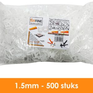 Fixfine - 1,5mm Tegel Levelling Clips - Tegel Dikte 3-13mm - 500 stuks - Tegel nivelleersysteem - Tegel levelling systeem