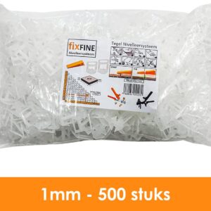 Fixfine - 1mm Tegel Levelling Clips - Tegel Dikte 3-13mm - 500 stuks - Tegel nivelleersysteem - de favoriet onder de tegelzetters