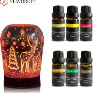 Flavorett Glazen Aroma diffuser - Incl. 6 Etherische Olie - Luchtbevochtiger - Geurverspreiders