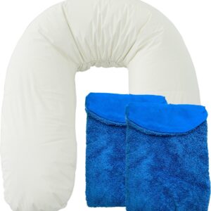 Form Fix XL Zwangerschapskussen - Voedingskussen - Zijslaapkussen - Body Pillow - Lichaamskussen - 185 cm - Inclusief 2 Badstof/Katoenen Hoezen Blauw