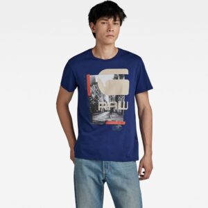 G-star City Graphic Regular Fit T-shirt Met Korte Mouwen Blauw S Man
