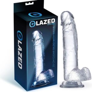 GLAZED - Realistic Dildo With Testicles Crystal Material 20 Cm