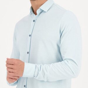 Gabbiano Overhemd Overhemd Melange Structuur 334566 085 Tile Blue Mannen Maat - 3XL