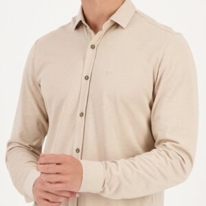 Gabbiano Overhemd Overhemd Melange Structuur 334566 411 Latte Brown Mannen Maat - M