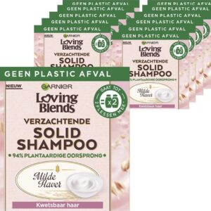 Garnier Loving Blends Milde Haver Verzachtende Solid Shampoo Bar Voordeelverpakking - Normaal Haar, Gevoelige Hoofdhuid - 12 x 60g