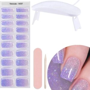 Gel Nagel Stickers - UV Stickers - Gel Nagels - Zelfklevende Nagels - Paars - Met Glitters