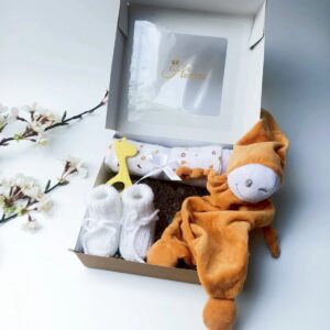 Genderneutraal baby cadeau - Hawsaz.nl cadeau - Baby knuffel - Babybox - Baby cadeau - Babyversorging - Hydrofiel doek - Babyshower - Geboortecadeau - Babyspeelgoed - Baby kado - Babypakket