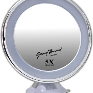 Gérard Brinard zuignap spiegel - LED make up spiegel - 5X vergroting - 360° verstelbaar -12CM doorsnee - batterijen