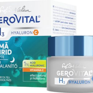 Gerovital Anti-rimpel Nachtcreme voor vrouwen met Hyaluronzuur serum en Vitamine C , 50 ml