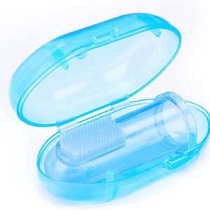 Go Go Gadget - "Babytandenborstel: Perfect voor Doorkomende Tandjes & Tandvlees Massage | Silicone Vingertandenborstel incl. Blauw Opbergdoosje voor Baby & Peuter"