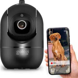 Gologi Huisdiercamera met App - Hondencamera - Pet camera - Beveiligingscamera - Security camera - Voor alle huisdieren - Met wifi - Zwart