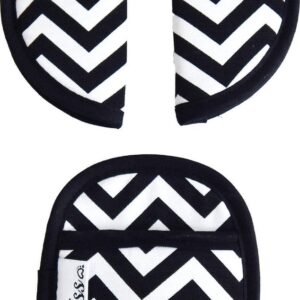 Gordelbeschermer voor Baby - Universele Gordelhoes geschikt voor vele merken - Gordelkussen voor Autostoel Groep 0 - Zigzag Zwart-Wit