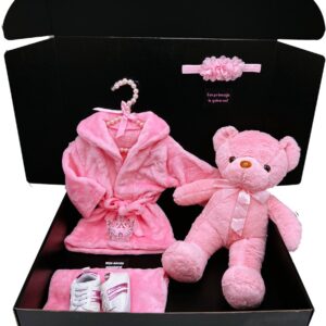 Groot kraamcadeau - teddybeer 50 cm - babybadjas - 2 maten - babysenakers - kan ook rechtstreeks als cadeau worden verstuurd