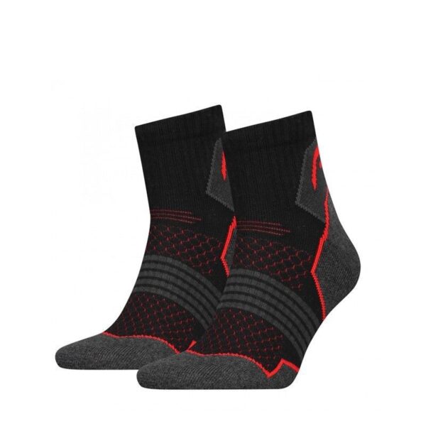 HEAD Hiking Quarter sokken 2-pack Unisex Black/red-35-38