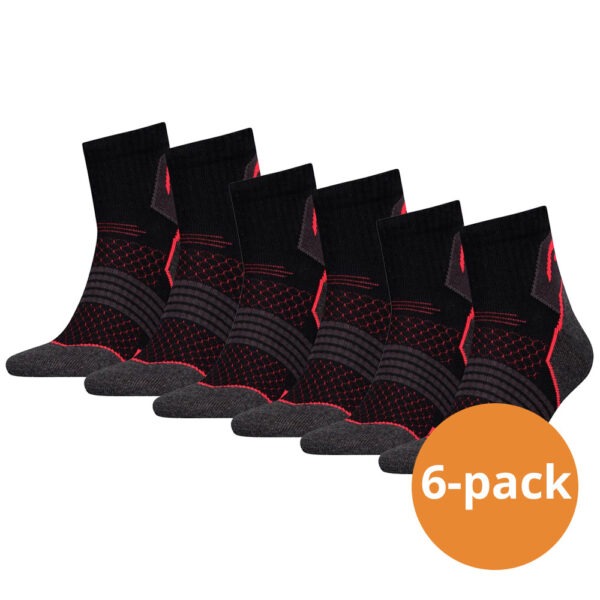 HEAD Sokken Hiking Quarter 6-pack Unisex Black/red-39/42