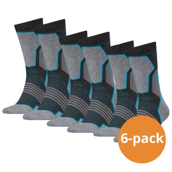 HEAD Wandesokken Hiking Crew sokken 6-pack Unisex Grey/blue