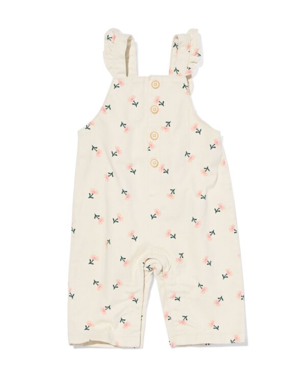 HEMA Baby Tuinbroek Ruffle Bloemen Gebroken Wit (gebroken wit)