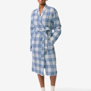 HEMA Damesbadjas Flanel Middenblauw (middenblauw)