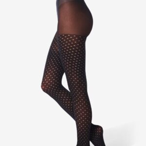 HEMA Fashion Panty Met Ajour Stippen 30denier Zwart (zwart)