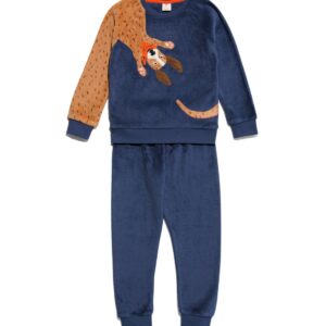 HEMA Kinder Pyjama Fleece Hond Donkerblauw (donkerblauw)