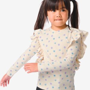 HEMA Kinder T-shirt Rib Met Ruffle Gebroken Wit (gebroken wit)