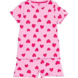 HEMA Kindershortama Met Hartjes Rib Katoen/stretch Roze (roze)