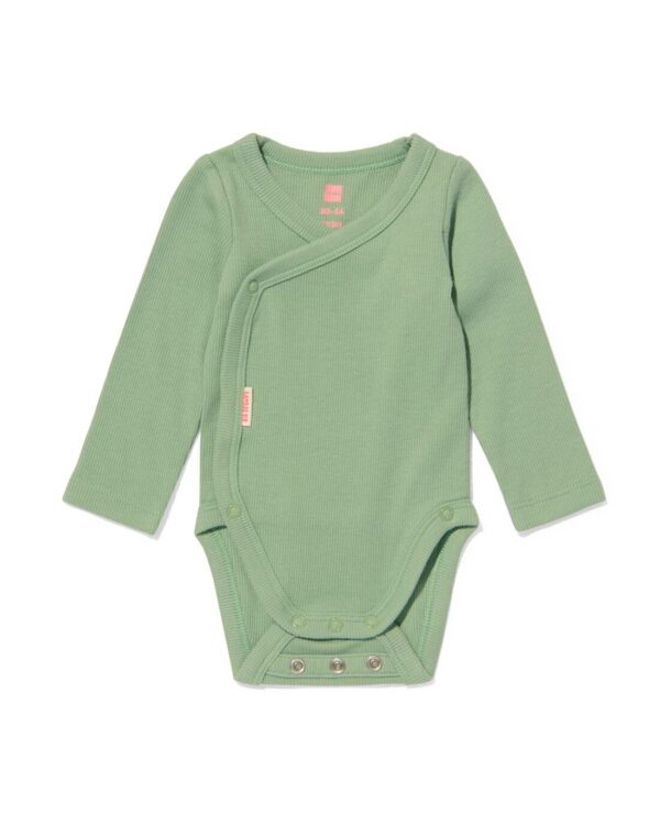 HEMA Meegroei Overslagromper Rib Met Bamboe Stretch Groen (groen)