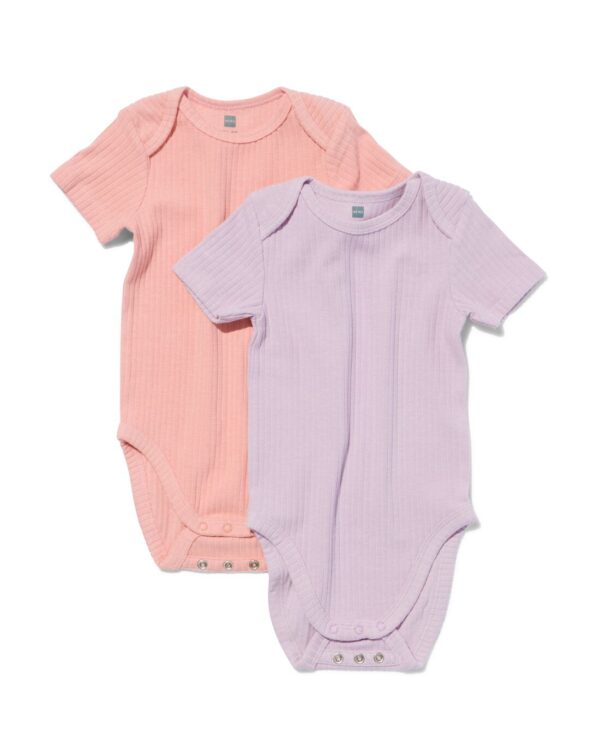 HEMA Meegroei Rompers Rib Bamboe Stretch - 2 Stuks Lila (lila)