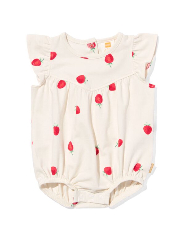 HEMA Newborn Jumpsuit Aardbeien Gebroken Wit (gebroken wit)