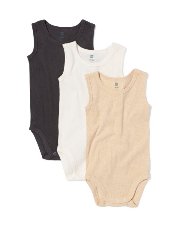 HEMA Rompers Met Stretch Rib - 3 Stuks Multi (multi)