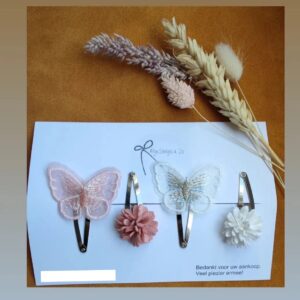 Haaraccessoires kind vlinder bloem 4cm clipjes