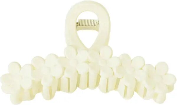 Haarklem bloemetjes op een rij - creme Plastic