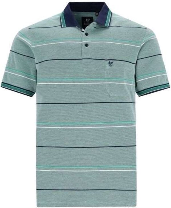 Hajo - Poloshirt Piqué - heren- groen gestreept - maat 5XL