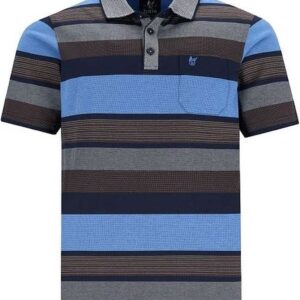 Hajo - Poloshirt Premium - heren- blauw gestreept - maat 3XL