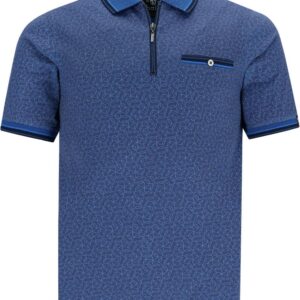 Hajo - Poloshirt Premium - heren- blauw print - maat 3XL -grote maten