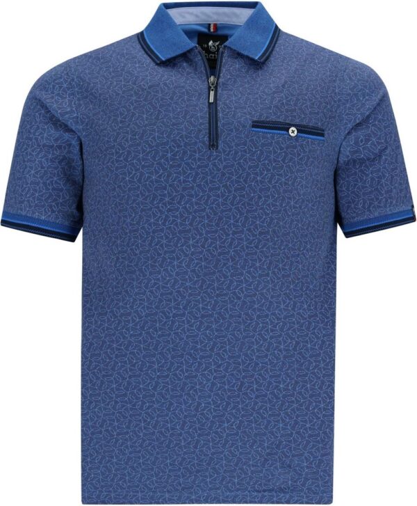 Hajo - Poloshirt Premium - heren- blauw print - maat 5XL -grote maten