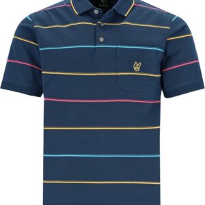 Hajo - Poloshirt Premium - heren- donkerblauw gestreept - maat 3XL