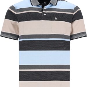 Hajo - Poloshirt Premium - heren- taupe gestreept - maat L