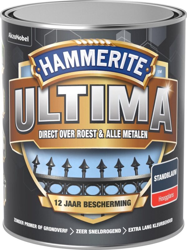Hammerite Ultima Metaallak - Hoogglans - Stand Blauw - 750 ml